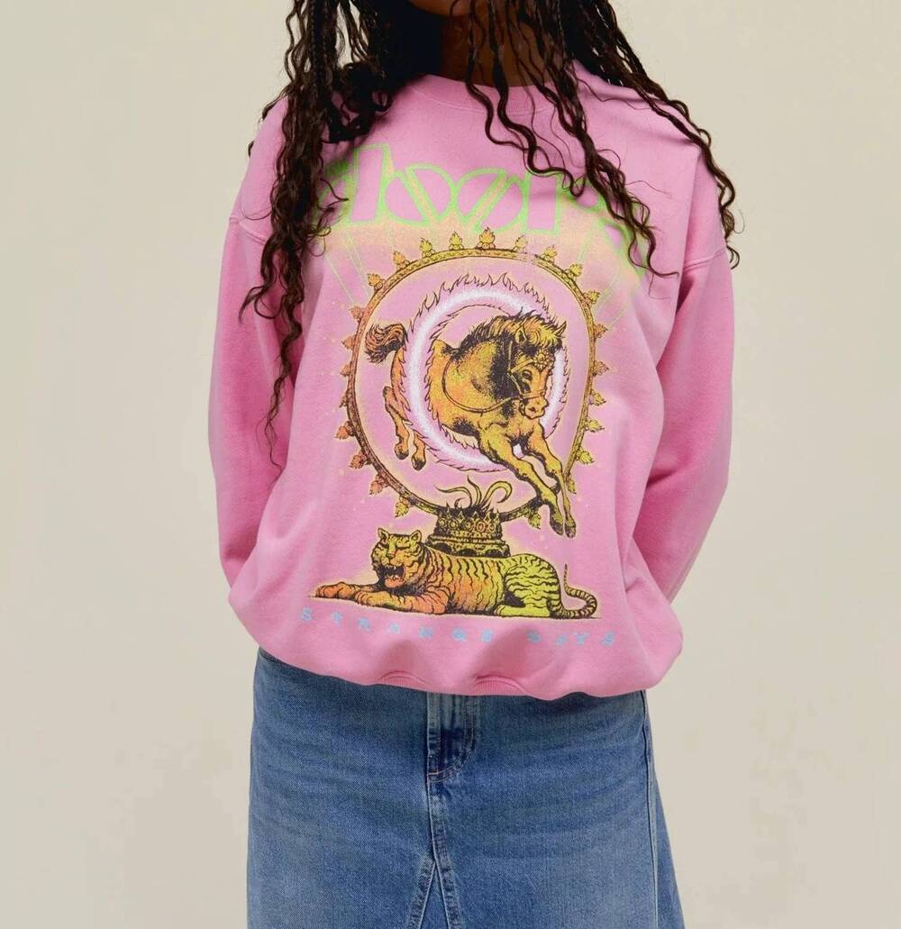 NEW DAYDREAMER doors strange days sweater in pink sugar